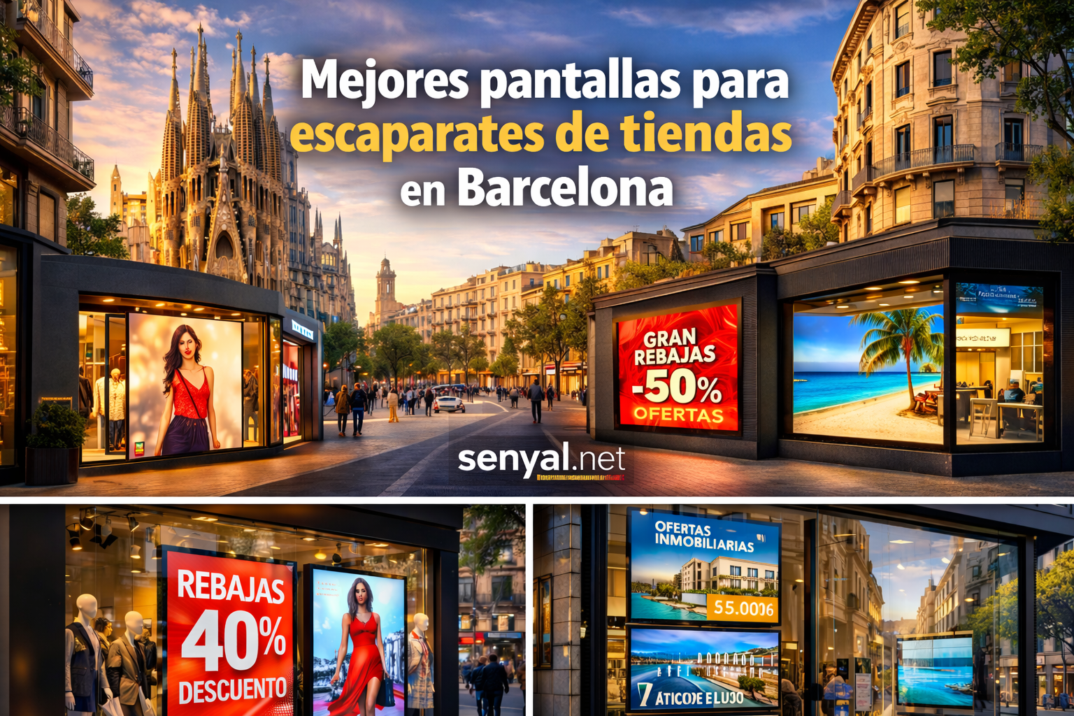Pantallas digitales para escaparates de tiendas en Barcelona